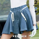 【クーポン利用で20%OFF】ゼクシィミックス xexymix ゴルフ キュロット フレア インナーパンツ付き ポケット付き デニムライク UVカット ストレッチ素材 ゴルフウェア レディース おしゃれ かわいい ゴルフパンツ スカート ボトムス ゼクシーミックス XFK2PS1204