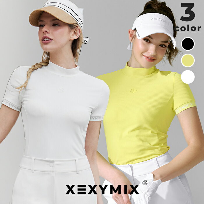 楽天XEXYMIX Online Shop 楽天市場店ゼクシィミックス xexymix 半袖 ゴルフウェア レディース かわいい ゴルフ トップス Tシャツ おしゃれ UVカット モックネック 程よいフィット感 スタイルアップ ゴルファー ゴルフ女子 普段着 デイリー ゼクシーミックス XXMX XFK2TS1202