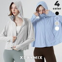 ゼクシィミックス xexymix フード付きジャケット ルーズフィット クロップド丈 UVカット 夏 アウター 接触冷感 指穴付き ピラティスウェア ヨガウェア...