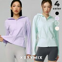 ゼクシィミックス xexymix フード付きジャケット ドローコード UVカット 程よいフィット感 夏 アウター 接触冷感 指穴付き ピラティスウェア ヨガウェア スポーツウェア トレーニングウェア フィットネスウェア ランニングウェア ジムウェア ゼクシーミックス XFK2JL1005