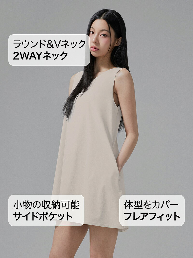 【OUTLET】ゼクシィミックス xexymix ワンピース ショート丈 ノースリーブ 夏 涼しい トップス レディース カジュアル 普段着 フレアシルエット 体型カバー 着痩せ ストレッチ素材 シンプル スッキリ ゼクシーミックス XFK2OP1101【50】 xexymix-10002896 XEXYMIX Online Shop 楽天市場店 サンプル画像3