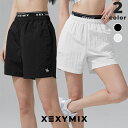 ゼクシィミックス xexymix ショートパンツ レディース ハーフパンツ ロゴ入り ウーブン UVカット ボトムス ショート丈 ヨガパンツ ヨガウェア スポーツウェア トレーニングウェア ランニングウェア ジムウェア ゼクシーミックス XFK2PS1110