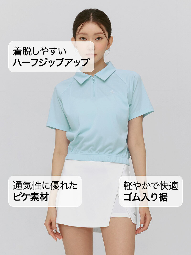 XEXYMIX Online Shop 楽天市場店の【OUTLET】ゼクシィミックス xexymix ハーフジップアップ 半袖 クロップド丈 吸汗速乾 スポーツウェア レディース トレーニングウェア ランニングウェア ジムウェア ヨガウェア ピラティスウェア テニスウェア ゼクシーミックス XFK2QS1101【30】｜アングル3