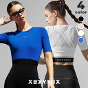【クーポン利用で20%OFF】ゼクシィミックス xexymix 半袖 クロップド丈 5分袖 細見え ランニングウェア トップス レディース Tシャツ UVカット メッシュ素材 ヨガウェア ピラティスウェア スポーツウェア トレーニングウェア ジムウェア ゼクシーミックス XFK2TS1008