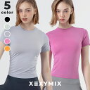 ゼクシィミックス xexymix 半袖 シームレス Tシャツ クロップド丈 ヨガウェア トップス レディース ピラティスウェア スポーツウェア トレーニングウェア フィットネスウェア ランニングウェア ジムウェア ゼクシーミックス XXMX XFK2TS1009