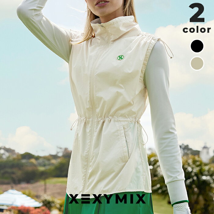 楽天XEXYMIX Online Shop 楽天市場店【OUTLET】ゼクシィミックス xexymix ベスト ゴルフウェア レディース ドローコード付き ハイネック GOLF トップス ゴルファー ゴルフ女子 韓国 ゴルフ おしゃれ ゴルフ かわいい ゴルフ ブランド ゼクシーミックス 夏 軽量 XFK2VE1202 【15】