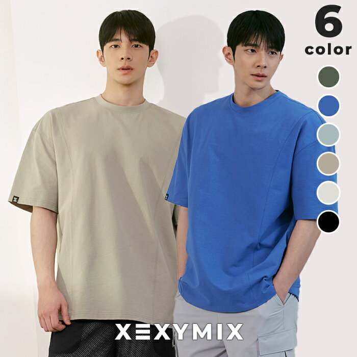 Rakuten - ゼクシィミックス メンズ 半袖 オーバーフィット Tシャツ ジムウェア トップス ゆったり スポーツウェア トレーニングウェア フィットネスウェア ランニングウェア トレーニー 韓国 ゼクシーミックス XEXYMIX XMK2TS1104