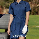 ゼクシィミックス xexymix ジャンプスーツ デニムライク ゴルフウェア レディース ワンピース GOLF トップス ポロ襟 ジップアップ 夏 ゴルファー ゴルフ女子 韓国 ゴルフ おしゃれ ゴルフ かわいい ゴルフ ブランド ゼクシーミックス XFK2OJ120