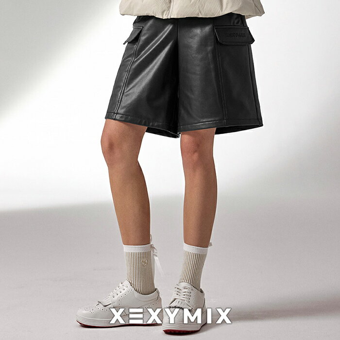 ゼクシィミックス xexymix ショートパンツ ゴルフウェア フェイクレザー 起毛 バミューダ ウエストバンド 体型カバー ベルトループ Dカン ティーホルダ UVカット レディース かわいい おしゃれ ゴルフ ゴルファー ゴルフ女子 高級感 ゼクシーミックス xfk3ps1205