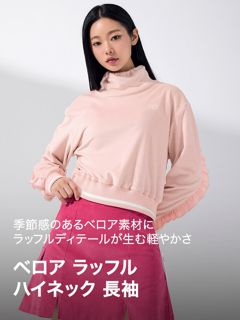 【OUTLET】ゼクシィミックス xexymix 長袖 ベロア ラッフル ハイネック ゴルフウェ...