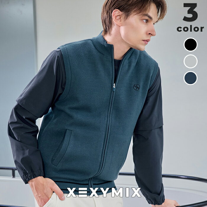 ゼクシィミックス xexymix ベスト メンズ ウィンドガード ニット 防寒 あたたかい リブ フルジップアップ 起毛 ゴルフウェア ゴルフ スポーツウェア トレーニングウェア フィットネスウェア ジムウェア GOLF ゼクシーミックス xmk3ee1201