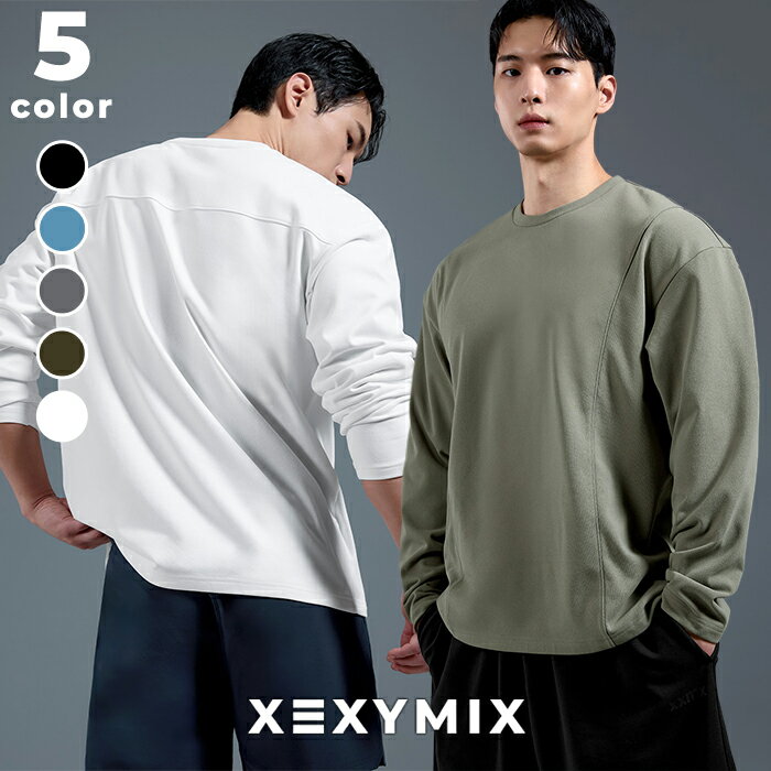 樂天商城 - ゼクシィミックス xexymix 長袖 メンズ 裏起毛 UVカット オーバーフィット ラウンドネック リラックス アウトドア ジムウェア トレーニングウェア アクティブウェア スポーツウェア ヨガウェア メンズ トップス ゆったり ゼクシーミックス xmk3tl1103