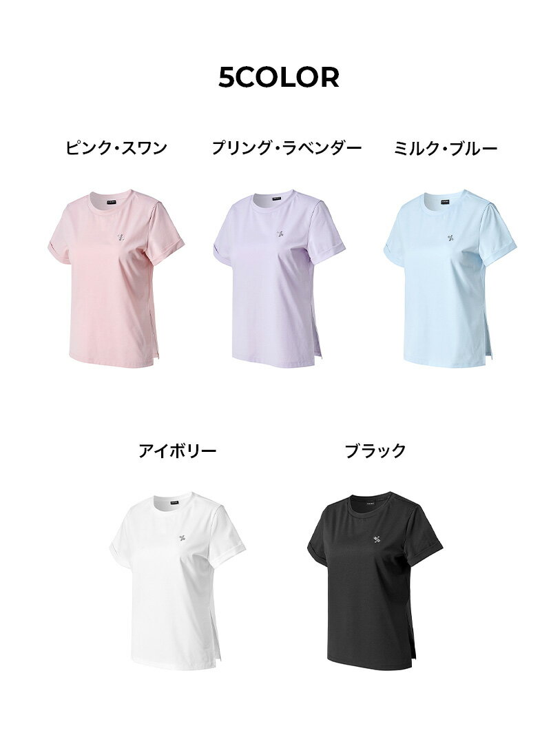 ゼクシィミックス xexymix 半袖 スリットデザイン レギュラーフィット ストレッチ性 Tシャツ サスティナブル素材 ヨガウェア トップス ピラティスウェア スポーツウェア レディース トレーニングウェア ランニングウェア ジムウェア ゼクシーミックス xfl2ts1109