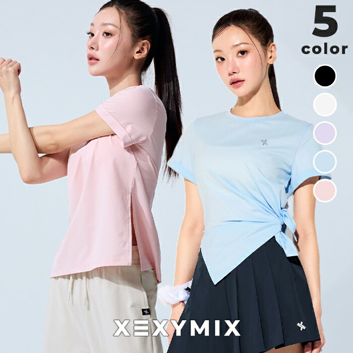 樂天商城 - ゼクシィミックス xexymix 半袖 スリットデザイン レギュラーフィット ストレッチ性 Tシャツ サスティナブル素材 ヨガウェア トップス ピラティスウェア スポーツウェア レディース トレーニングウェア ランニングウェア ジムウェア ゼクシーミックス xfl2ts1109