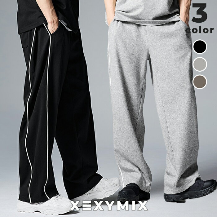 樂天商城 - ゼクシィミックス メンズ ワイドパンツ ベーシック UVカット メッシュ裏地 ほどよいワイド ボトムス パンツ 普段着 トレンド カジュアル ゆったり スウェットパンツ スポーツウェア トレーニングウェア ジムウェア 筋トレ ゼクシーミックス xml1pt1101