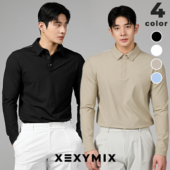 樂天商城 - ゼクシィミックス メンズ xexymix mens 長袖 ポロシャツ トップス リブ ゴルフウェア 機能性 UVカット 撥水機能 おしゃれ ゴルフ スポーツウェア トレーニングウェア フィットネスウェア ランニングウェア ジムウェア GOLF ゼクシーミックス xml1ql1201