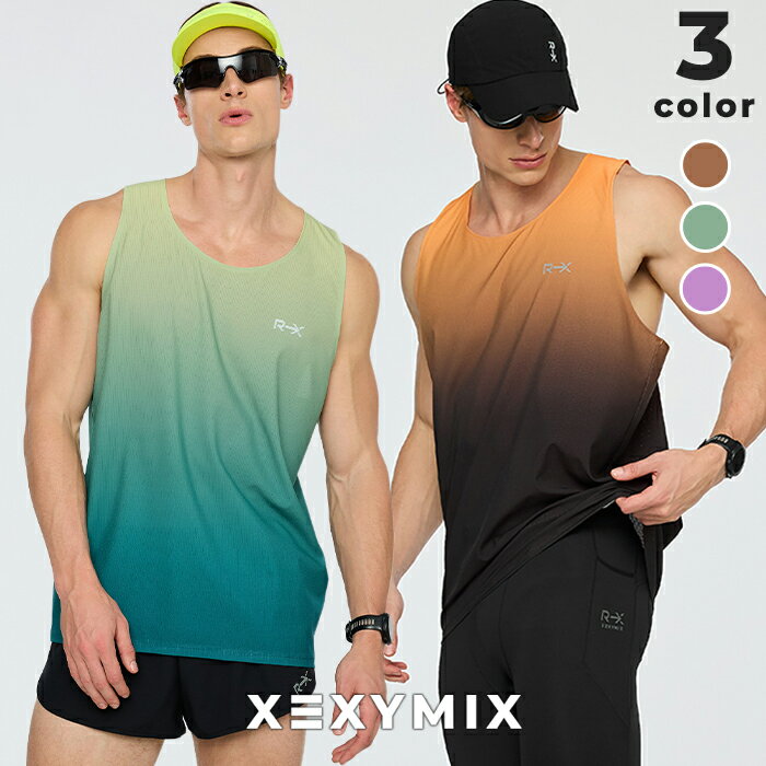 Men'S Wear - ゼクシィミックス メンズ ノースリーブ ランニングウェア レギュラーフィット 撥水加工 リフレクティブ 夜ラン スリーブレス スポーツウェア メンズ トレーニングウェア フィットネスウェア ジムウェア 筋トレ トレーニー ゼクシーミックス xexymix mens xml2te1008