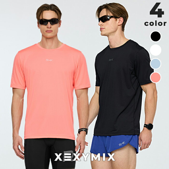 樂天商城 - ゼクシィミックス メンズ 半袖 ランニングウェア トップス メッシュ ラウンドネック レギュラーフィット リフレクティブ 夜ラン スポーツウェア トレーニングウェア フィットネスウェア ジムウェア 筋トレ ゼクシーミックス xexymix mens xml2ts1001