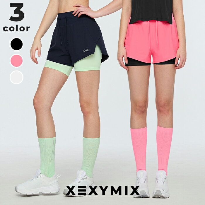 Rakuten - ゼクシィミックス xexymix ショートパンツ インナー付き ハーフパンツ レディース ランニングウェア ボトムス 撥水 リフレクター 夜ラン ヨガパンツ ヨガウェア トレーニングウェア フィットネスウェア ジムウェア RX ゼクシーミックス xfl1ps1002