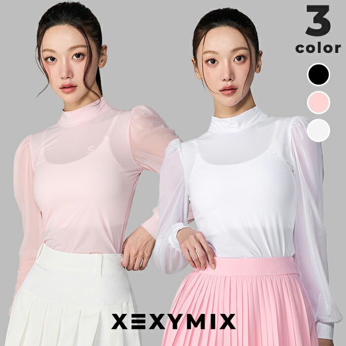 Rakuten - ゼクシィミックス xexymix ゴルフウェア モックネック メッシュ パフ袖 ベースレイヤー 長袖 レディース メッシュ 接触冷感 GOLF トップス ゴルファー ゴルフ女子 おしゃれ ゴルフ かわいい ゴルフ ゼクシーミックス xfl1tu1203