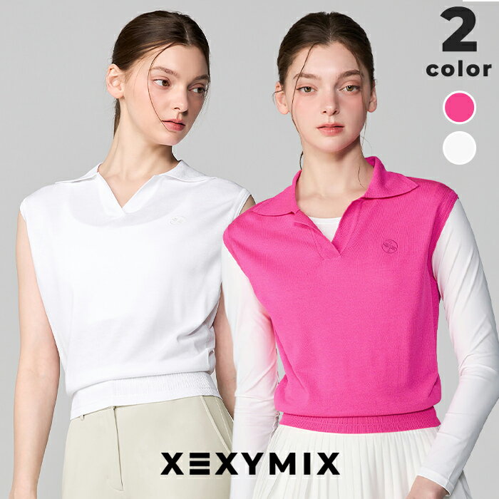 Rakuten - ゼクシィミックス xexymix ゴルフウェア ノースリーブ ニット オープンカラー レディース GOLF ゴルフトップス ゴルファー ゴルフ女子 おしゃれ ゴルフ かわいい ゴルフ ゼクシーミックス xfl2ep1202