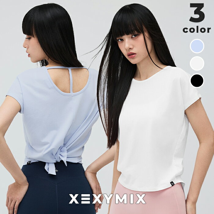 Rakuten - ゼクシィミックス xexymix 半袖 モダール バックポイント スリット入り 2WAY スタイルアップ Tシャツ ヨガウェア トップス ピラティスウェア スポーツウェア レディース トレーニングウェア ランニングウェア ジムウェア ゼクシーミックス xfl2ts1108