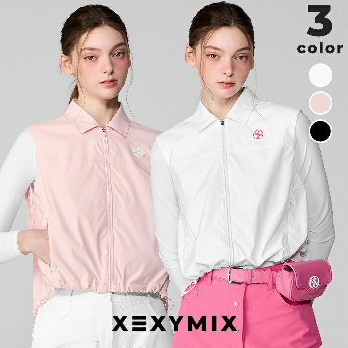 ゼクシィミックス xexymix ゴルフウェア ジップアップ ベスト バックプリーツ 長袖 レディース UVカット 撥水 GOLF トップス ゴルファー ゴルフ女子 おしゃれ ゴルフ かわいい ゴルフ ゼクシーミックス xfl2ve1201