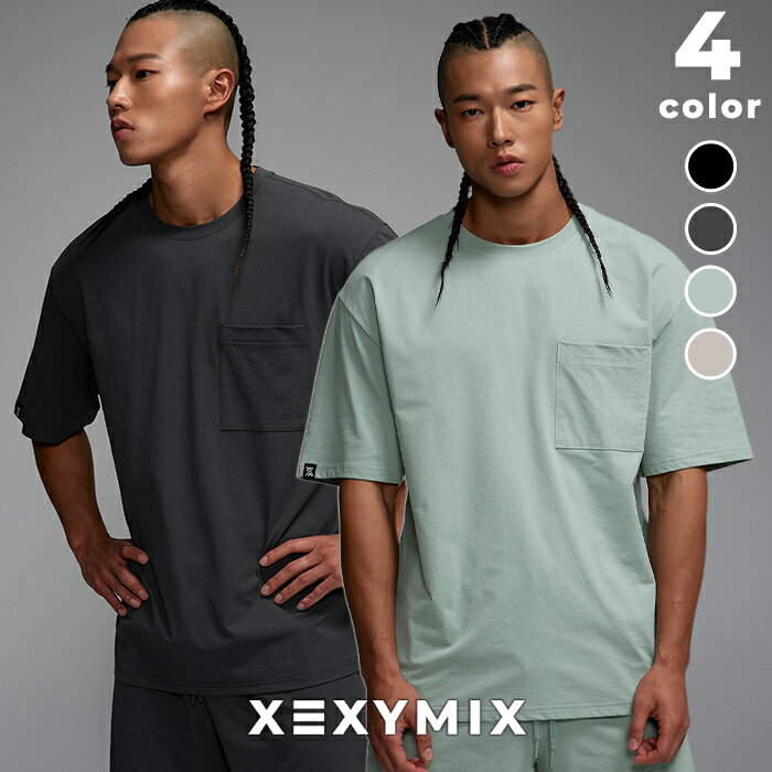 ゼクシィミックス メンズ 半袖 オーバーフィット エアメッシュ 伸縮性 UVカット Tシャツ スポーツウェア トップス メンズ トレーニングウェア フィットネスウェア ランニングウェア ジムウェア 筋トレ ゼクシーミックス XEXYMIX xml2ts1103
