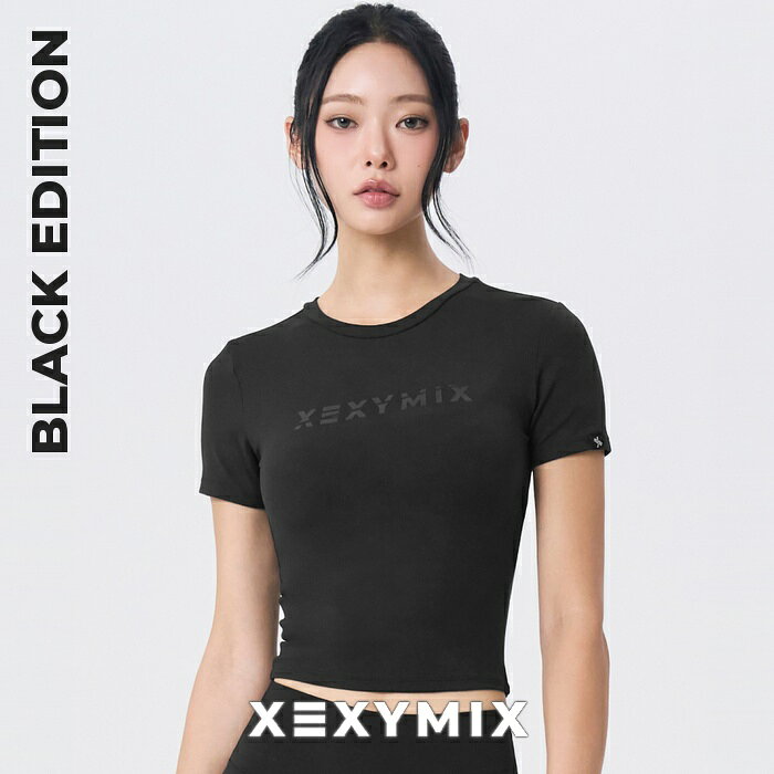 ゼクシィミックス xexymix 半袖 数量限定 BLACK EDITION 26FW クロップド丈 Tシャツ ヨガウェア トップス レディース ピラティスウェア スポーツウェア トレーニングウェア フィットネスウェア ランニングウェア ジムウェア ゼクシーミックス xa5203