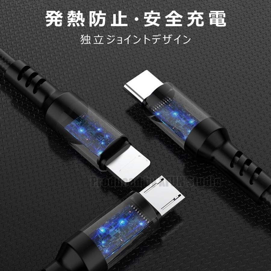 快速充電ケーブル 1.2 メートル アンドロイド ライトニング USB タイプC タイプB タイプA 充電コード 耐久 ナイロン ケーブル 安定 同時 充電 iphoneケーブル usbケーブル typeCケーブル 急速充電器 専用 送料無料