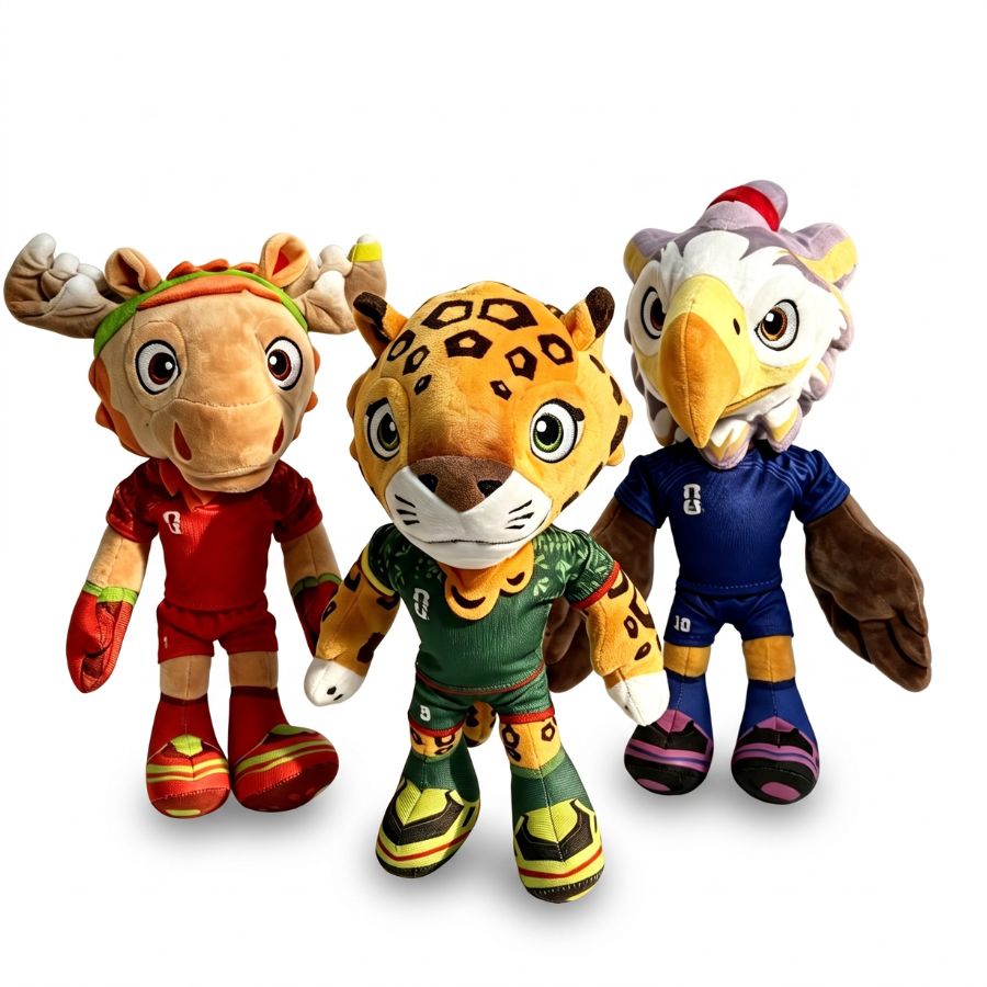 樂天商城 - W杯 マスコット ぬいぐるみ 3体セット 動物 サッカーユニフォーム 着せ替え ソフトボア ポリエステル製 高さ約25cm 子ども おもちゃ 観戦 お供 ギフト プレゼント ヘラジカ ジャガー ワシ セット販売 2026ワールドカップ 記念品