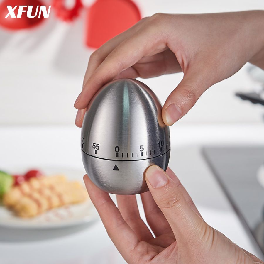 Rakuten - キッチンタイマー 電池不要 卵型 機械式 スイス製歯車 アナログ 大きな文字盤 高齢者にも見やすい ステンレス 滑り止め底座 おしゃれ XFUN コレクション