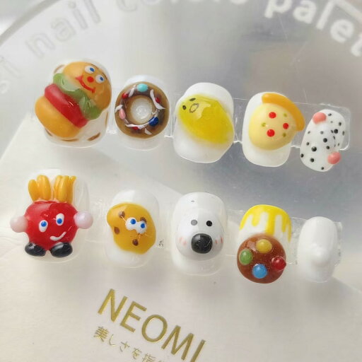 ネイルチップ ショート キュート ハンバーガー 2025春夏 かわいい ハンドメイド 短い かわいい シンプル おしゃれ NEOMI 国内ブランド ネイルチップ ショート キュート ハンバーガー 2025春夏 かわいい ハンドメイド 短い かわいい シンプル おしゃれ NEOMI 国内ブランド
