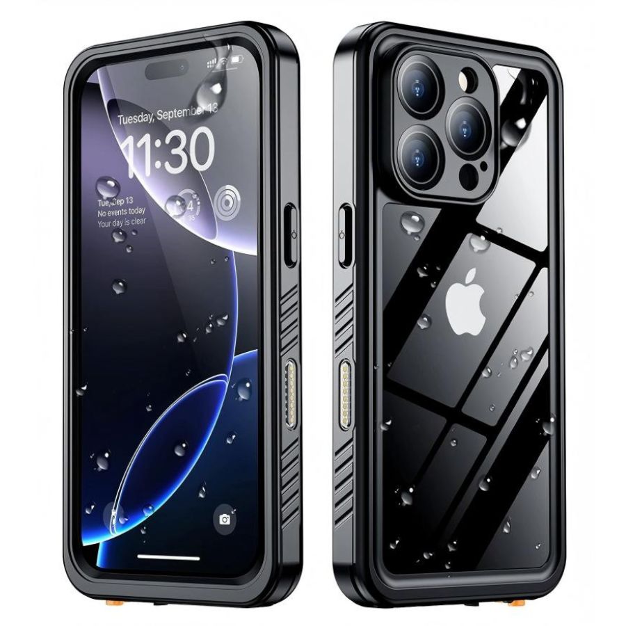 Rakuten - 【完全防水＆衝撃吸収】iPhone 防水ケース 水深2m対応 iPhone17バンパー iPhone16バンパー 高透明 背面ロゴ見える カメラレンズ保護 滑り止め付き 軽量 スタイリッシュ ブラックフレーム iPhone17カバー iPhone16カバー iPhone17ケース iPhone16ケース