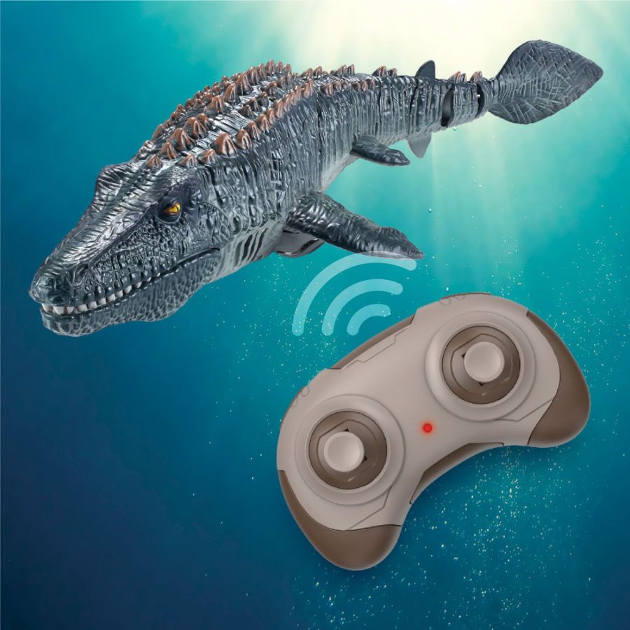 Finished Goods - モササウルス ラジコン 水中 おもちゃ 恐竜 2.4GHz 全方位操作 噴水・ライト付き デュアルモーター お風呂 プールで遊べる リアルな尾びれ可動 誕生日プレゼント 男の子 6歳以上