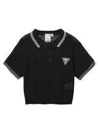 エックスガール ポロシャツ（レディース） RIB KNIT POLO ポロシャツ X-girl X-girl エックスガール トップス ポロシャツ ブラック ブルー グレー【送料無料】[Rakuten Fashion]