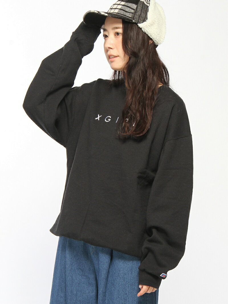 X-GIRLxRUSSELL INTERVAL LOGO CREW SWEAT X-girl エックスガール トップス スウェット・トレーナー ブラック グレー ブルー ホワイト【送料無料】[Rakuten Fashion]