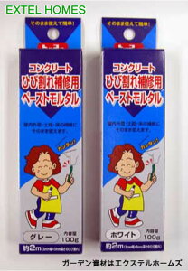 コンクリートひび割れペーストモルタル　100gカラー：【ホワイト】【グレー】屋内外の壁、土間、床のひび割れに。