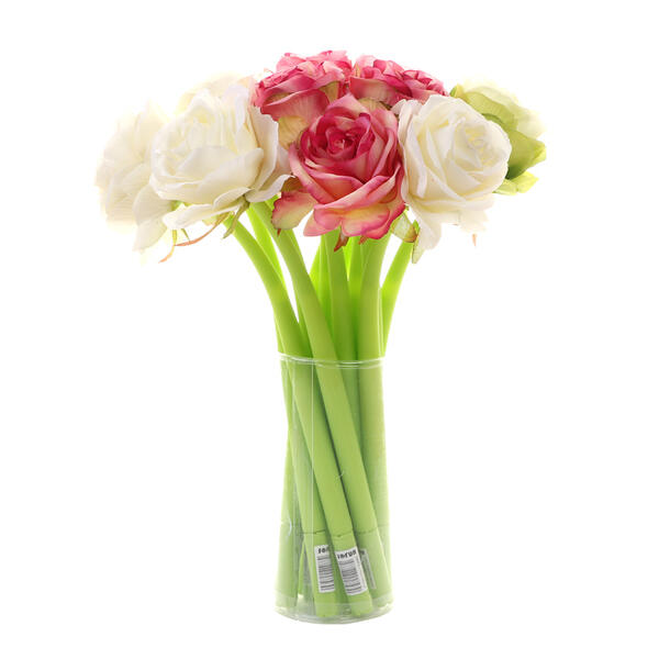 飾れるバラの造花ペン