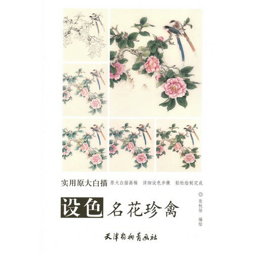 着色名花珍禽　実用原大白描　大人の塗り絵　中国絵画