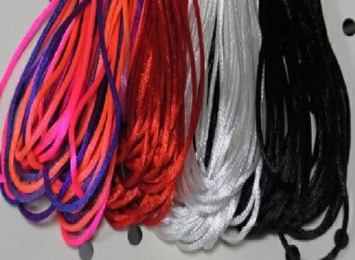 6号糸20メートル中国結用糸　4色セット　黒、白、赤、虹色
