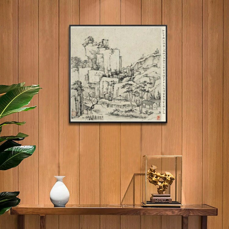 『山水図』 弘仁 清 額画 高質印刷アート / 清&#183;弘仁『山水&#22270;&#39029;』 &#21333;&#39029;画心