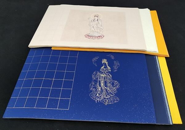 写経用紙　精製「心経」専用方眼画仙紙　書道用品　中国安徽宣紙　2.5cm/精制心经专用方格