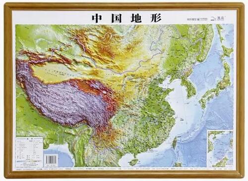 3D中国地図 中国地形 68x46cm 1:12000000