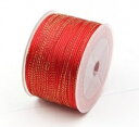 金線入り中国結用糸です。お好きなカラーをお選びください。 製造:中国 規格:7号糸(太さ1.5mm) 長さ:約35メートル/巻 材質:ポリエステル 内容量:1巻 ​重さ：47g 発送方法：定形外郵便