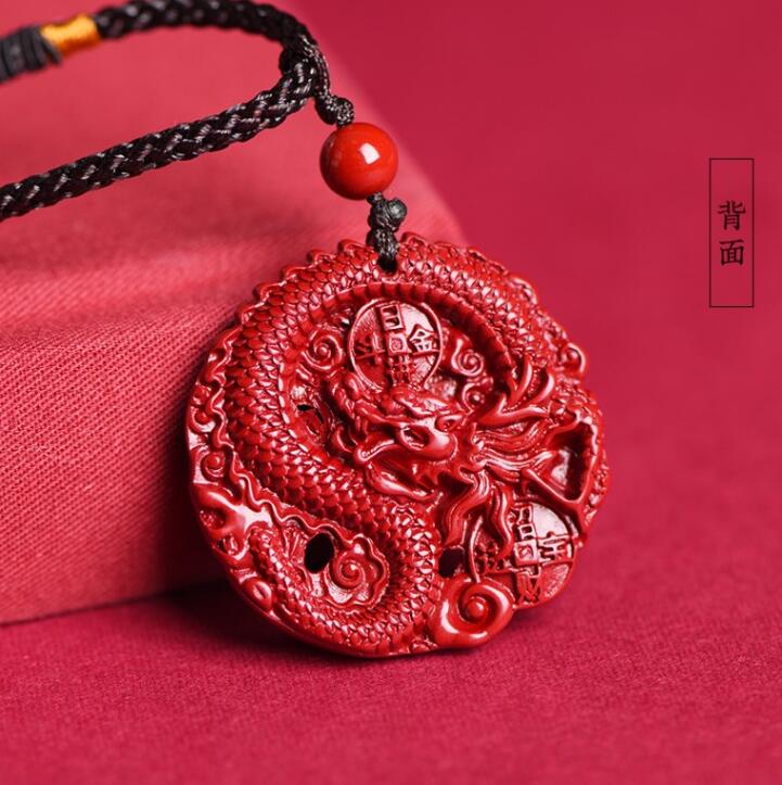 天然高密度朱砂　飛龍在天　昇龍　ペンダント　縁起　辰砂　魔除け　財運招く/天然...