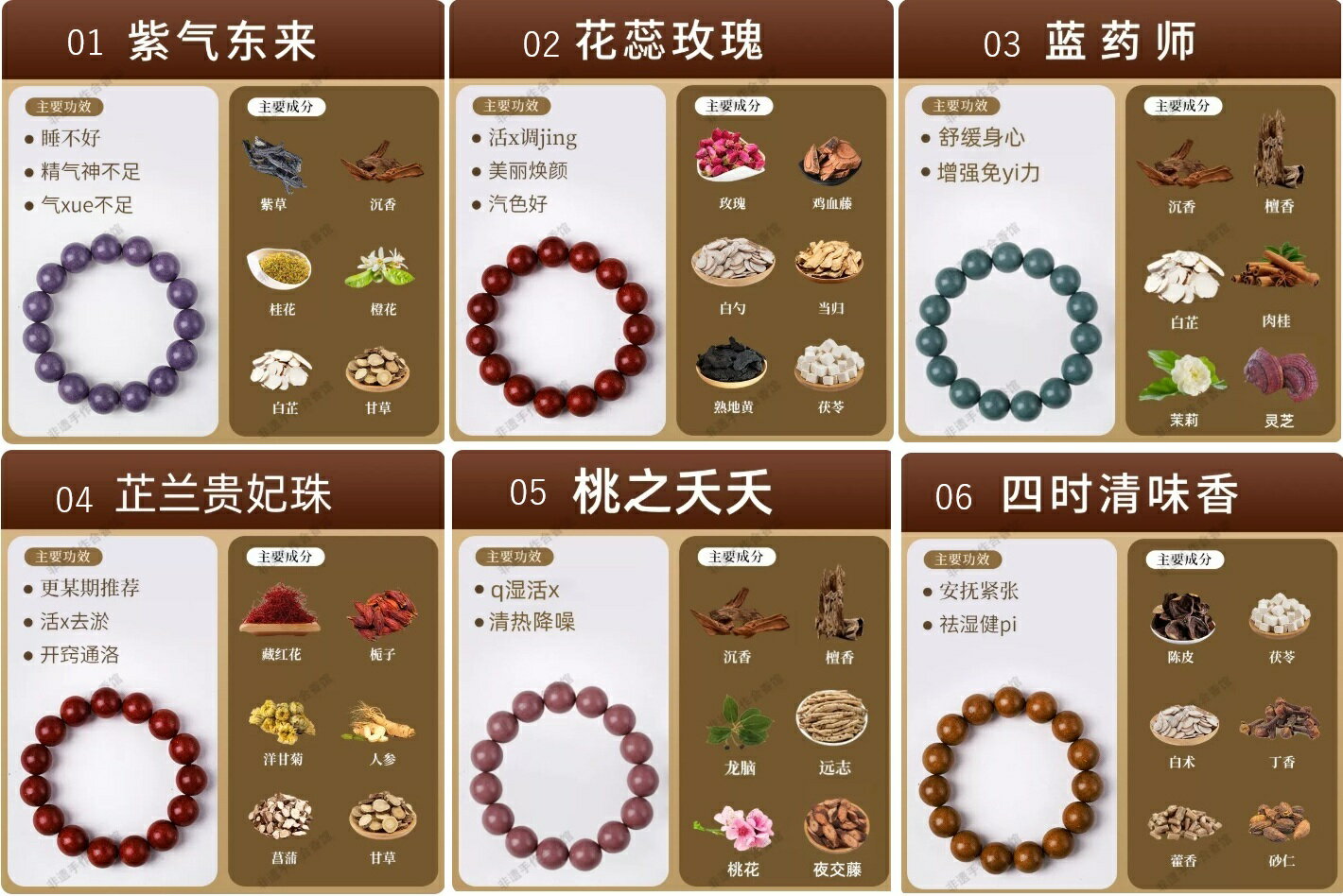 樂天商城 - 香珠ブレスレット　中国無形文化財　古法製造　リラックス　清める　安眠　虫よけ/【非遗配方】古法合香珠手串天然草本中式国风芳华药香花香手链女