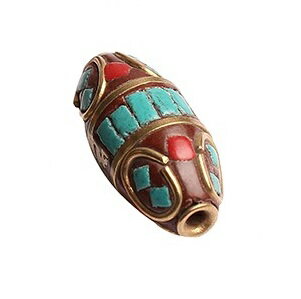 ネパール民族風ビーズ（大粒）　民族柄　ブレスレットパーツ　ハンドメイド