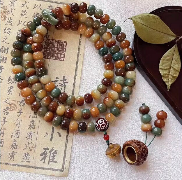 敦煌飛天　天然菩提子108個数珠（ぼだいし）念珠　数珠　珠Φ12mm　金運招く　魔除...