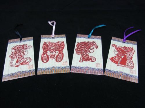 切り絵のしおり　中国文化　京劇美人　孫悟空　4枚セット